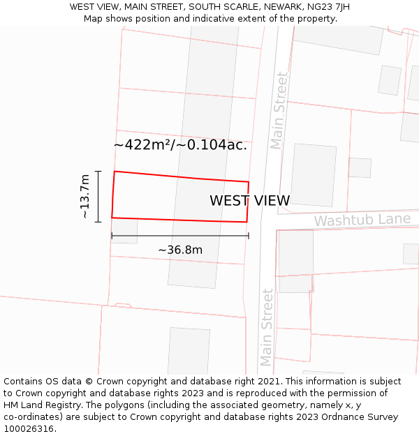 WEST VIEW, MAIN STREET, SOUTH SCARLE, NEWARK, NG23 7JH: Plot and title map