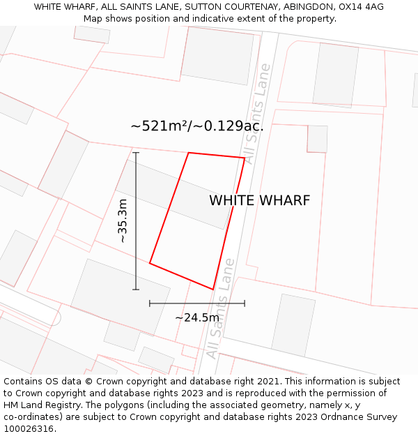 WHITE WHARF, ALL SAINTS LANE, SUTTON COURTENAY, ABINGDON, OX14 4AG: Plot and title map