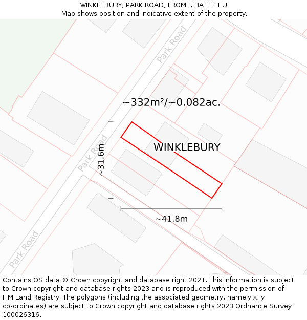 WINKLEBURY, PARK ROAD, FROME, BA11 1EU: Plot and title map