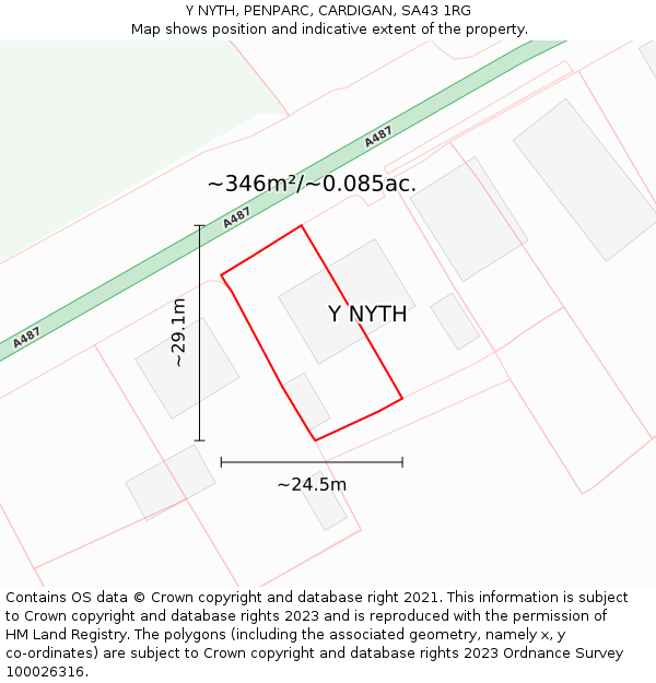 Y NYTH, PENPARC, CARDIGAN, SA43 1RG: Plot and title map