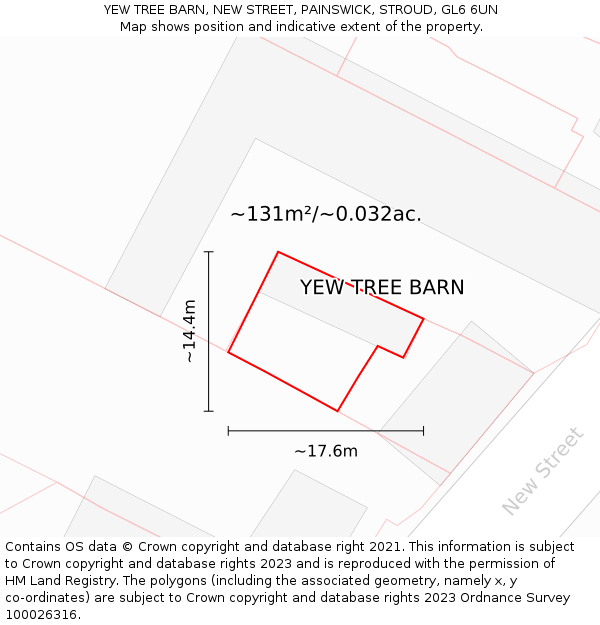 YEW TREE BARN, NEW STREET, PAINSWICK, STROUD, GL6 6UN: Plot and title map