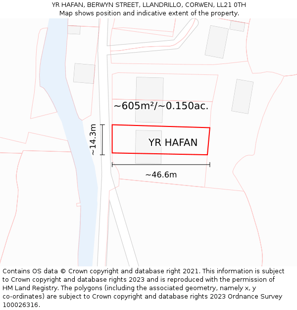 YR HAFAN, BERWYN STREET, LLANDRILLO, CORWEN, LL21 0TH: Plot and title map