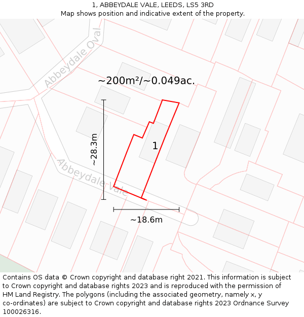 1, ABBEYDALE VALE, LEEDS, LS5 3RD: Plot and title map