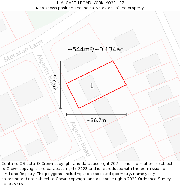 1, ALGARTH ROAD, YORK, YO31 1EZ: Plot and title map