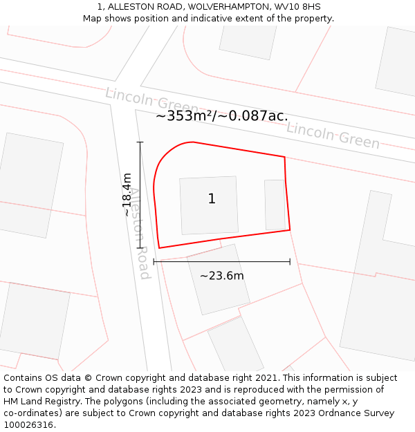 1, ALLESTON ROAD, WOLVERHAMPTON, WV10 8HS: Plot and title map