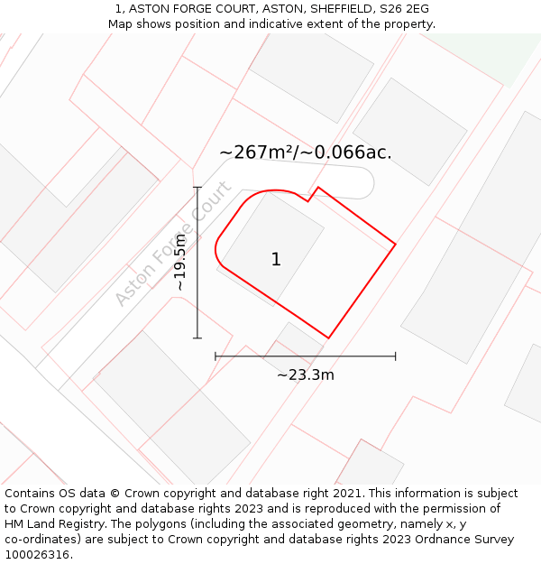 1, ASTON FORGE COURT, ASTON, SHEFFIELD, S26 2EG: Plot and title map