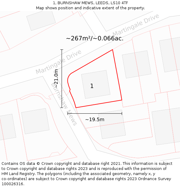 1, BURNSHAW MEWS, LEEDS, LS10 4TF: Plot and title map