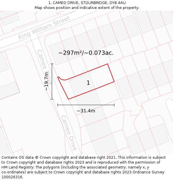 1, CAMEO DRIVE, STOURBRIDGE, DY8 4AU: Plot and title map