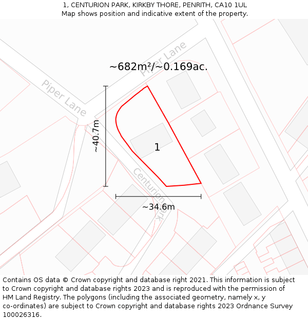 1, CENTURION PARK, KIRKBY THORE, PENRITH, CA10 1UL: Plot and title map