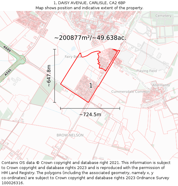 1, DAISY AVENUE, CARLISLE, CA2 6BP: Plot and title map