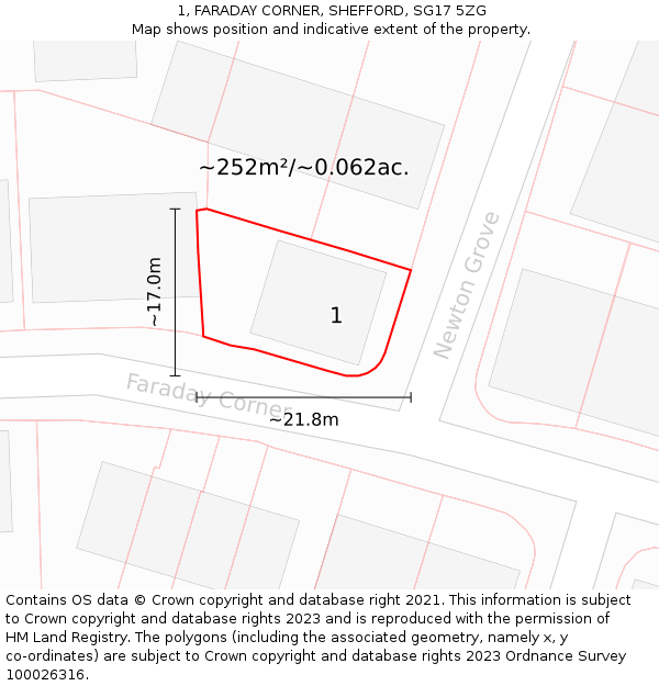 1, FARADAY CORNER, SHEFFORD, SG17 5ZG: Plot and title map