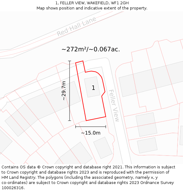 1, FELLER VIEW, WAKEFIELD, WF1 2GH: Plot and title map