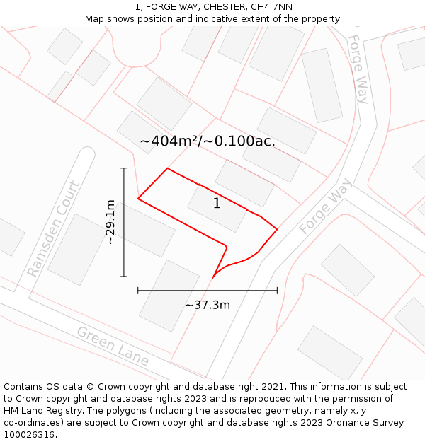 1, FORGE WAY, CHESTER, CH4 7NN: Plot and title map