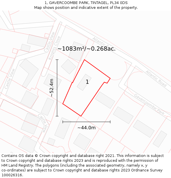 1, GAVERCOOMBE PARK, TINTAGEL, PL34 0DS: Plot and title map