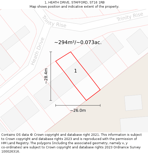 1, HEATH DRIVE, STAFFORD, ST16 1RB: Plot and title map