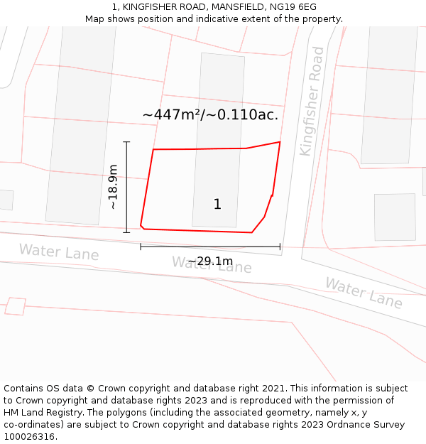 1, KINGFISHER ROAD, MANSFIELD, NG19 6EG: Plot and title map