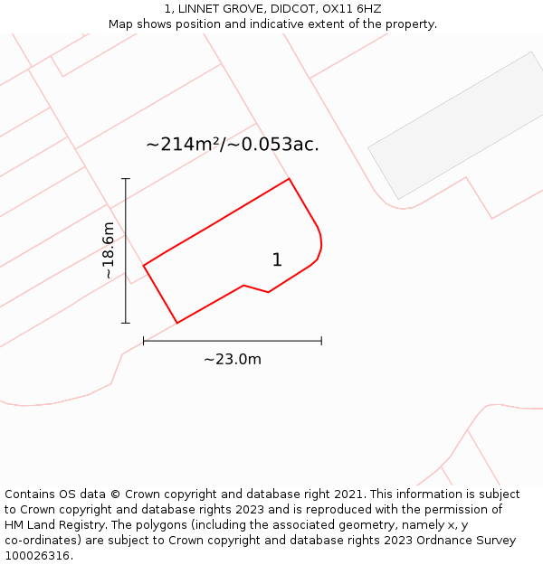 1, LINNET GROVE, DIDCOT, OX11 6HZ: Plot and title map