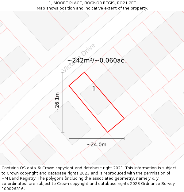 1, MOORE PLACE, BOGNOR REGIS, PO21 2EE: Plot and title map