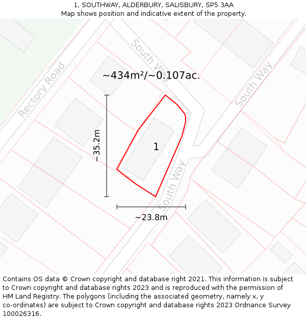 1, SOUTHWAY, ALDERBURY, SALISBURY, SP5 3AA: Plot and title map