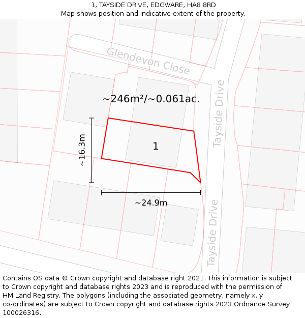 1, TAYSIDE DRIVE, EDGWARE, HA8 8RD: Plot and title map