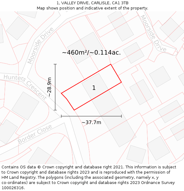 1, VALLEY DRIVE, CARLISLE, CA1 3TB: Plot and title map