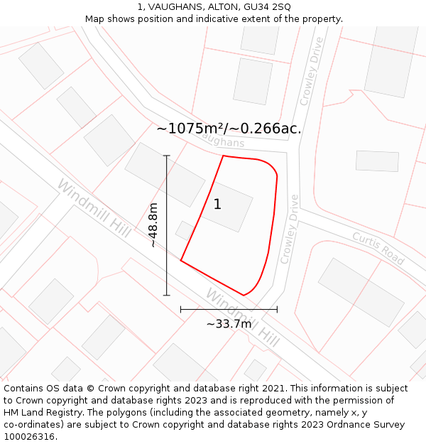 1, VAUGHANS, ALTON, GU34 2SQ: Plot and title map