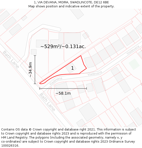 1, VIA DEVANA, MOIRA, SWADLINCOTE, DE12 6BE: Plot and title map