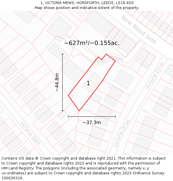 1, VICTORIA MEWS, HORSFORTH, LEEDS, LS18 4SS: Plot and title map