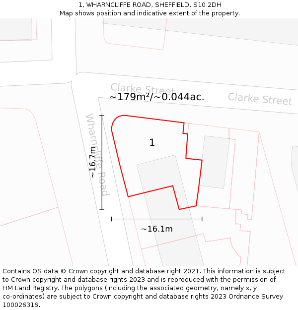 1, WHARNCLIFFE ROAD, SHEFFIELD, S10 2DH: Plot and title map