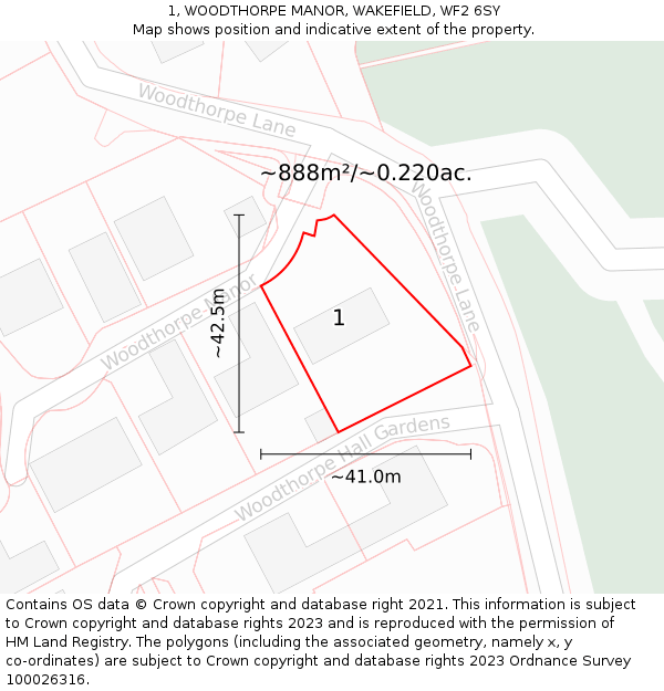 1, WOODTHORPE MANOR, WAKEFIELD, WF2 6SY: Plot and title map