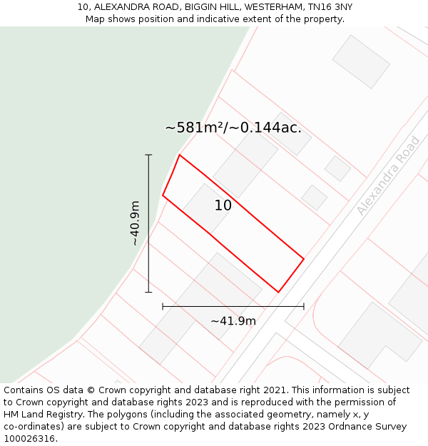 10, ALEXANDRA ROAD, BIGGIN HILL, WESTERHAM, TN16 3NY: Plot and title map