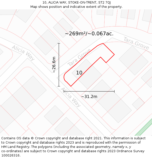 10, ALICIA WAY, STOKE-ON-TRENT, ST2 7QJ: Plot and title map