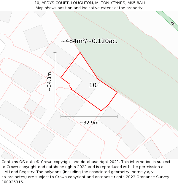 10, ARDYS COURT, LOUGHTON, MILTON KEYNES, MK5 8AH: Plot and title map