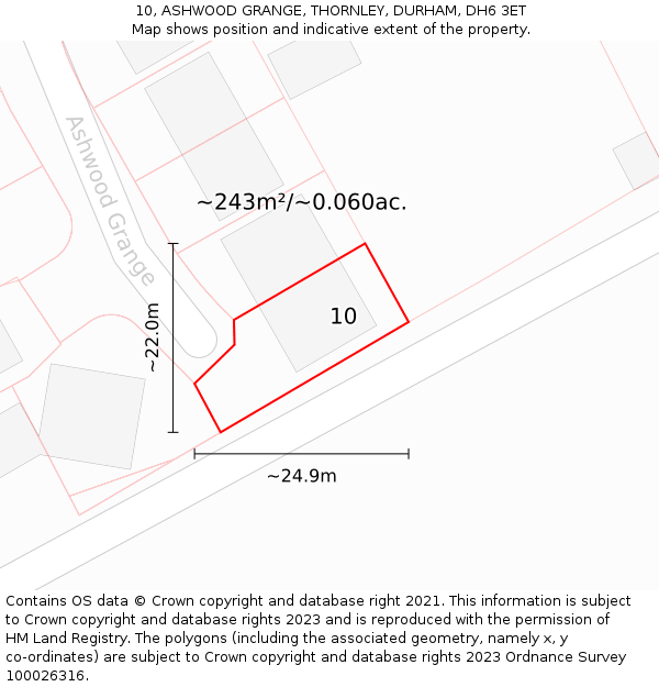 10, ASHWOOD GRANGE, THORNLEY, DURHAM, DH6 3ET: Plot and title map