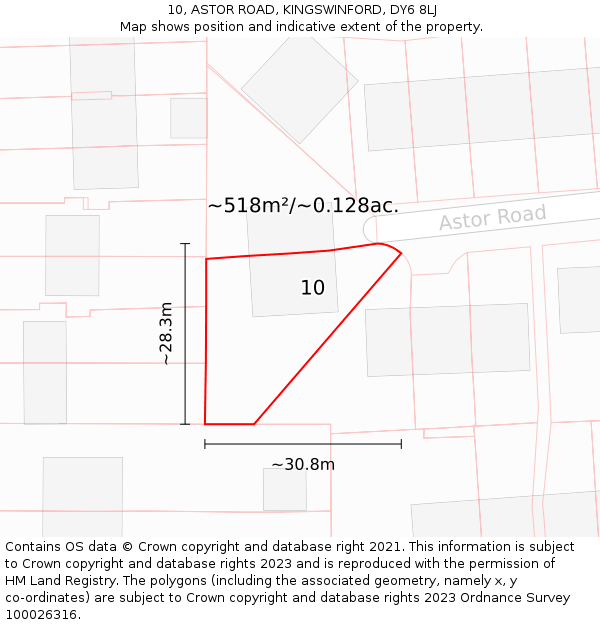 10, ASTOR ROAD, KINGSWINFORD, DY6 8LJ: Plot and title map