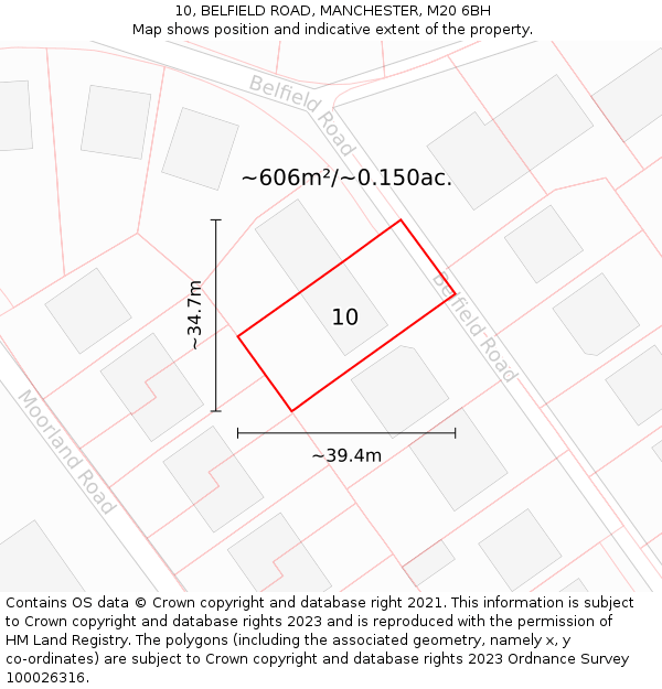 10, BELFIELD ROAD, MANCHESTER, M20 6BH: Plot and title map