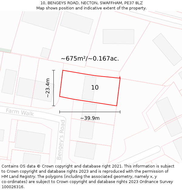 10, BENGEYS ROAD, NECTON, SWAFFHAM, PE37 8LZ: Plot and title map