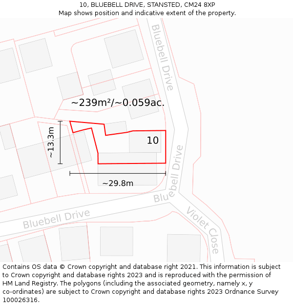 10, BLUEBELL DRIVE, STANSTED, CM24 8XP: Plot and title map