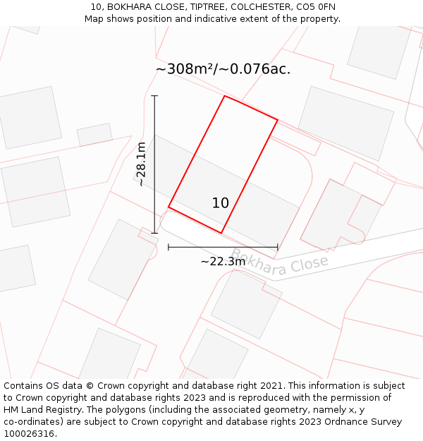 10, BOKHARA CLOSE, TIPTREE, COLCHESTER, CO5 0FN: Plot and title map