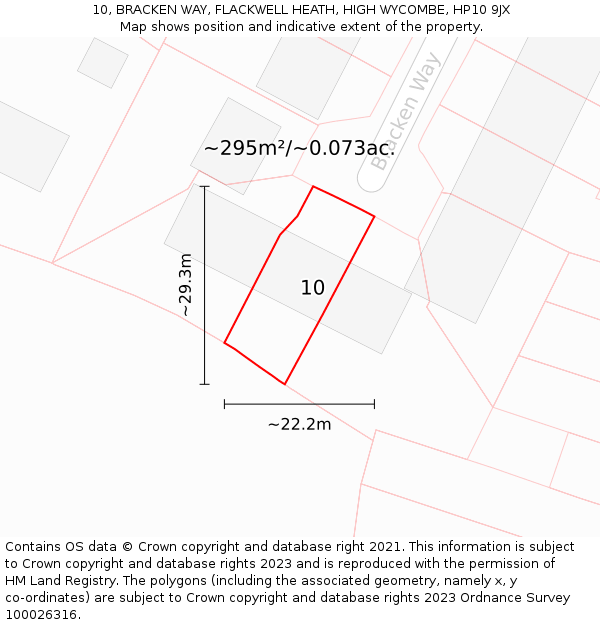 10, BRACKEN WAY, FLACKWELL HEATH, HIGH WYCOMBE, HP10 9JX: Plot and title map