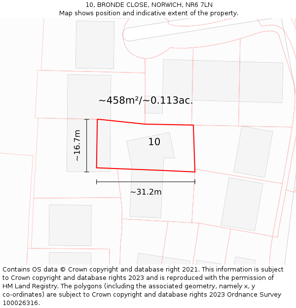 10, BRONDE CLOSE, NORWICH, NR6 7LN: Plot and title map