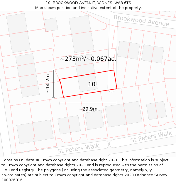 10, BROOKWOOD AVENUE, WIDNES, WA8 6TS: Plot and title map