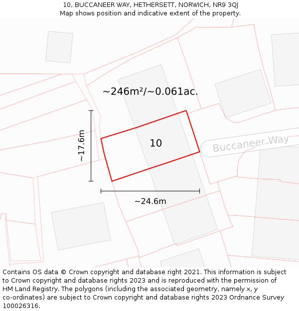 10, BUCCANEER WAY, HETHERSETT, NORWICH, NR9 3QJ: Plot and title map