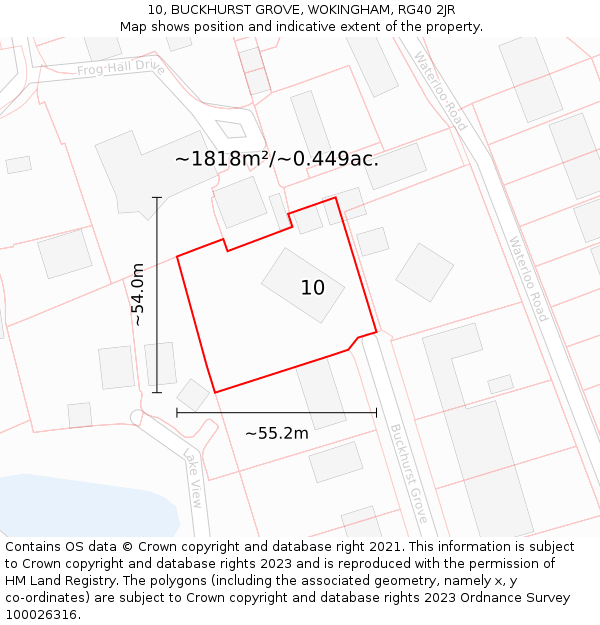 10, BUCKHURST GROVE, WOKINGHAM, RG40 2JR: Plot and title map