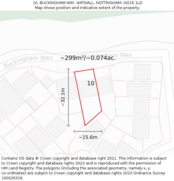 10, BUCKINGHAM WAY, WATNALL, NOTTINGHAM, NG16 1LD: Plot and title map