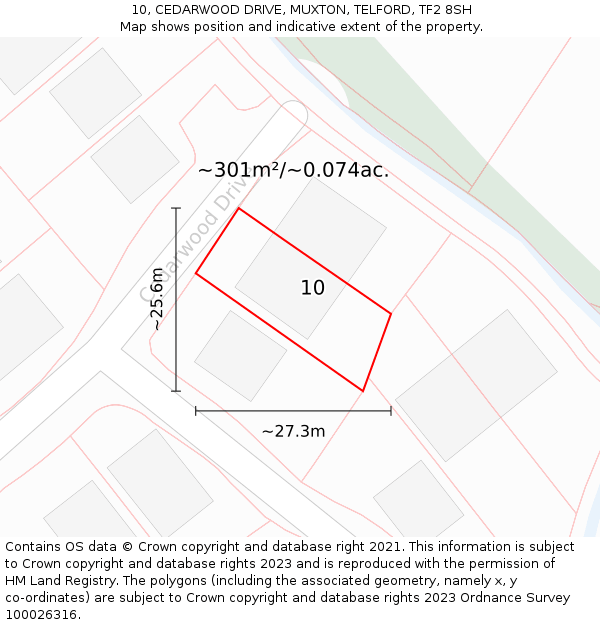 10, CEDARWOOD DRIVE, MUXTON, TELFORD, TF2 8SH: Plot and title map