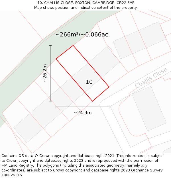 10, CHALLIS CLOSE, FOXTON, CAMBRIDGE, CB22 6AE: Plot and title map