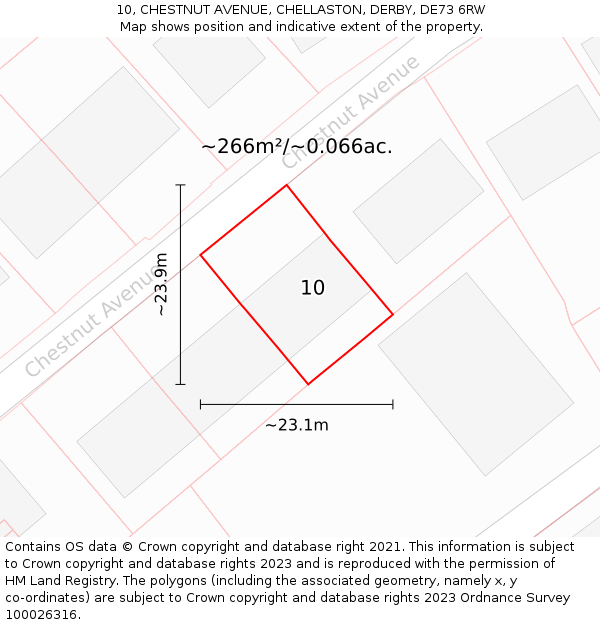 10, CHESTNUT AVENUE, CHELLASTON, DERBY, DE73 6RW: Plot and title map