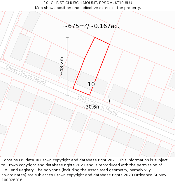 10, CHRIST CHURCH MOUNT, EPSOM, KT19 8LU: Plot and title map