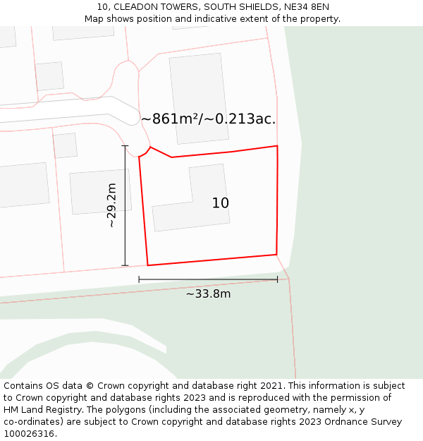 10, CLEADON TOWERS, SOUTH SHIELDS, NE34 8EN: Plot and title map